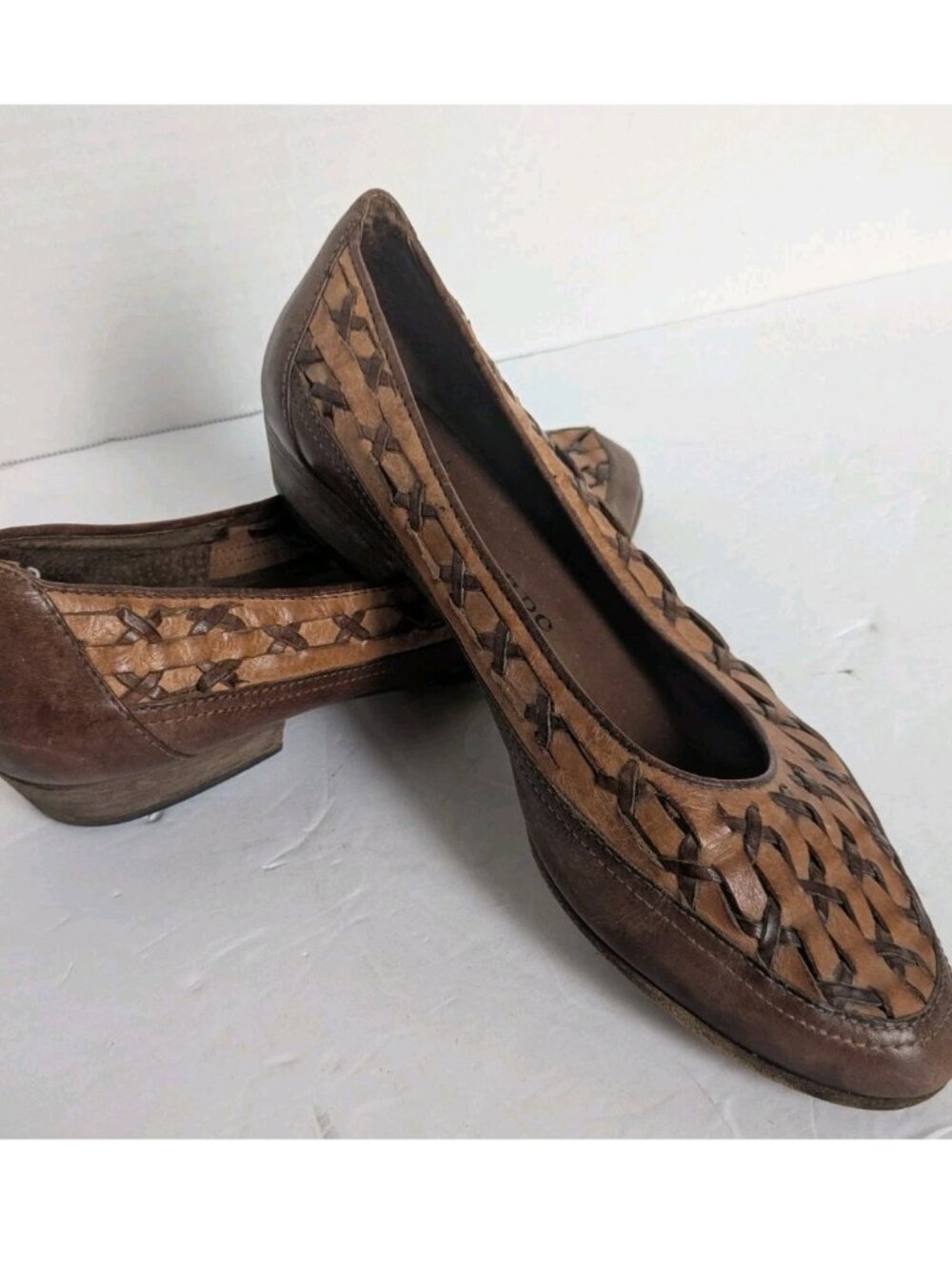 Leonardo Leather Works Florence Italy Woven Ballet Flats Shoes Size 39 US 8.5